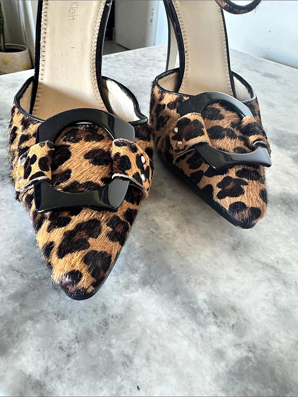 Calvin Klein Leopard Print Pointed-Toe Heels Like New